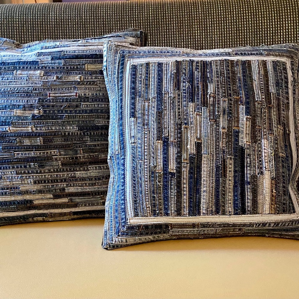 Patchwork Denim Accent Pillow